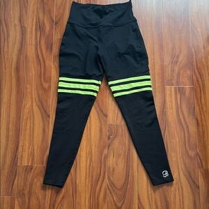 Bombshell Sportswear Black Leggings with Neon Stripes